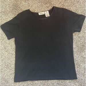 Worthington Women’s Vintage Black Short Sleeve Top Large Stretchy